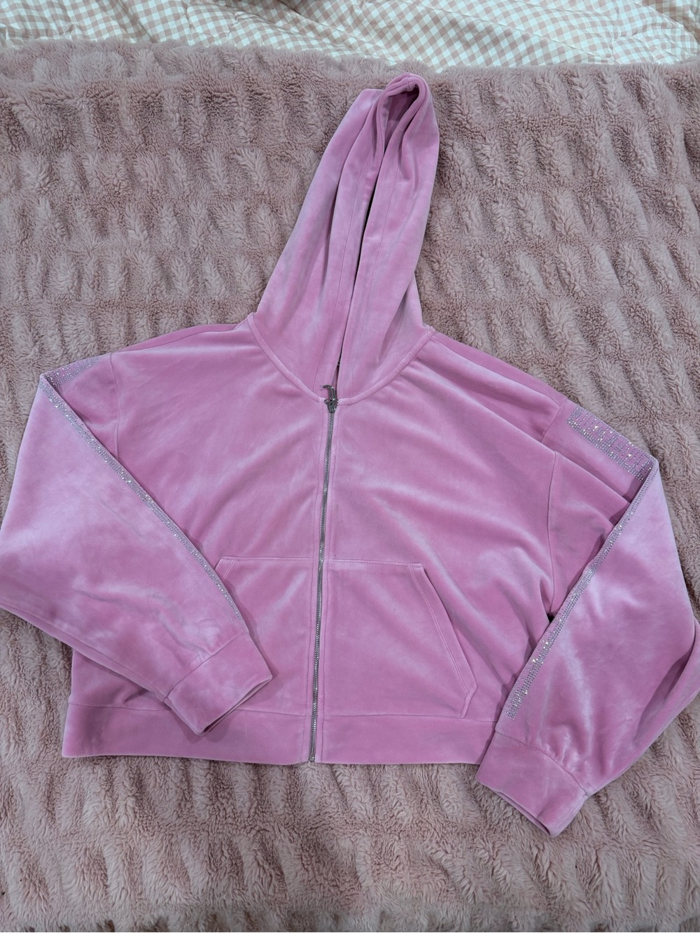 Juicy Couture Light Pink Velour Zip-Up Hoodie - Picture 2 of 5